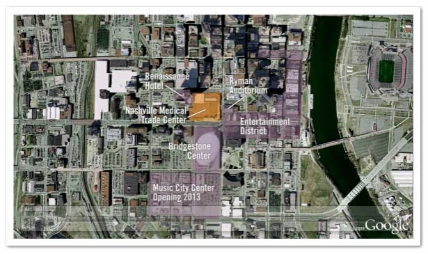 Downtown Nashville Flyover graphic - get Flash Player to view the animated version